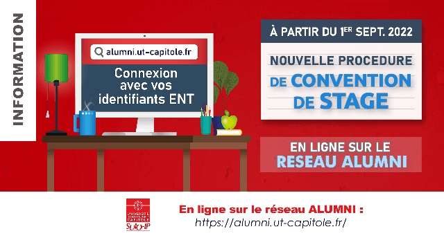 Nouvelle procédure de demande de convention de stage en ligne sur le réseau Alumni