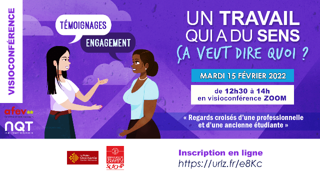 "Un travail qui a du sens : ça veut dire quoi ?" - Visioconférence animée par NQT & l'AFEV